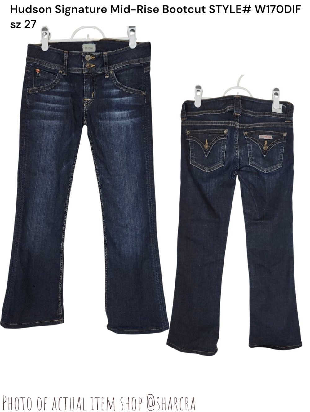 Hudson Jeans Women's Signature Mid-Rise Bootcut "Escape" Dark wash W170DIF sz 27